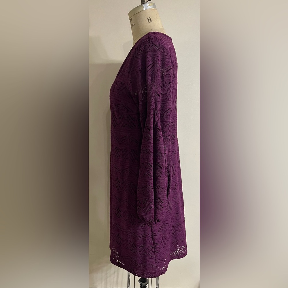 Maeve Anthropologie Leila Purple Lace Dress Balloon Sleeve Size Medium - Picture 4 of 11